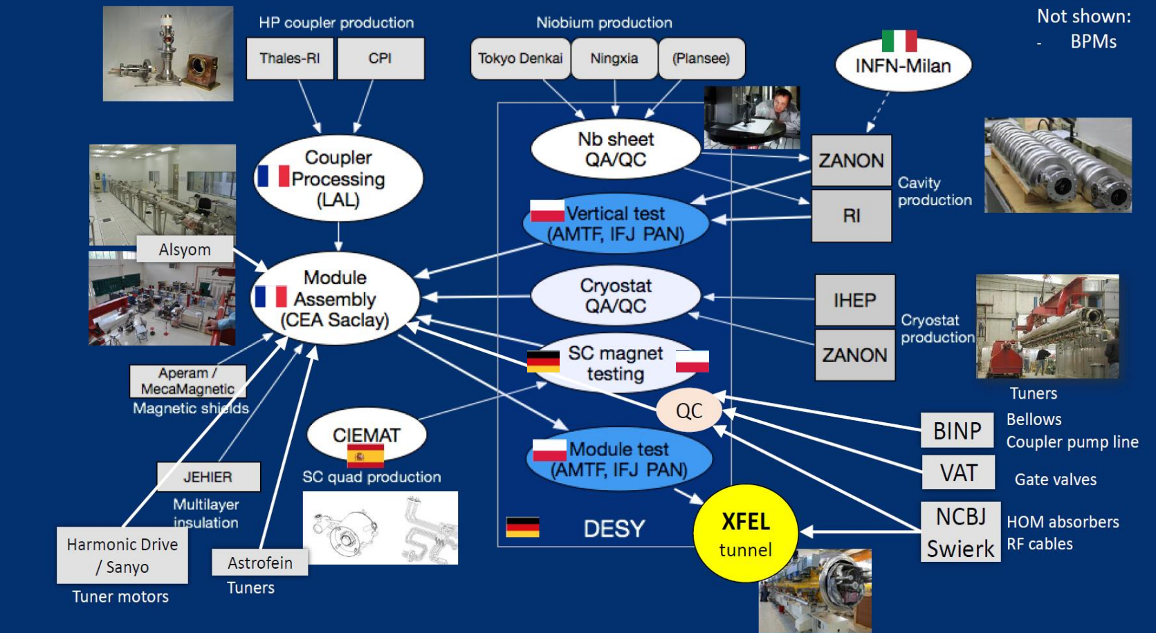 Flowchart showing In-Kind Contributors to the European XFEL Cold Linac